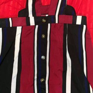 Striped  derailed button down Skirt.